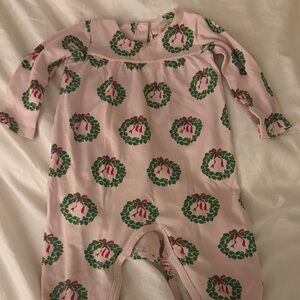 The Beaufort Bonnet Company Pink Baby Outfit with Holly Print